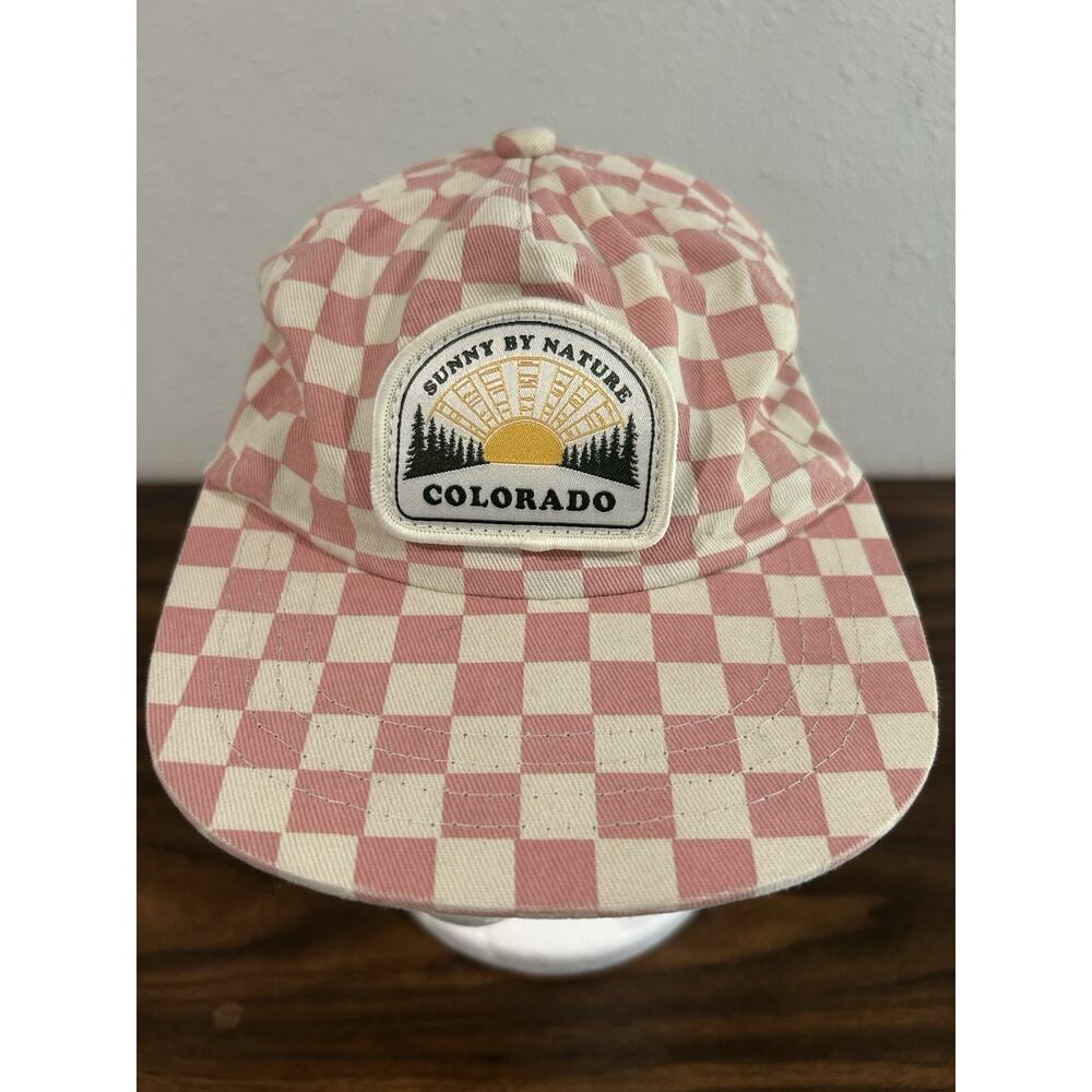 Weld MFG Youth Pink Check Hat Cap Sunny By Nature Colorado Gingham Kids Sun Hike